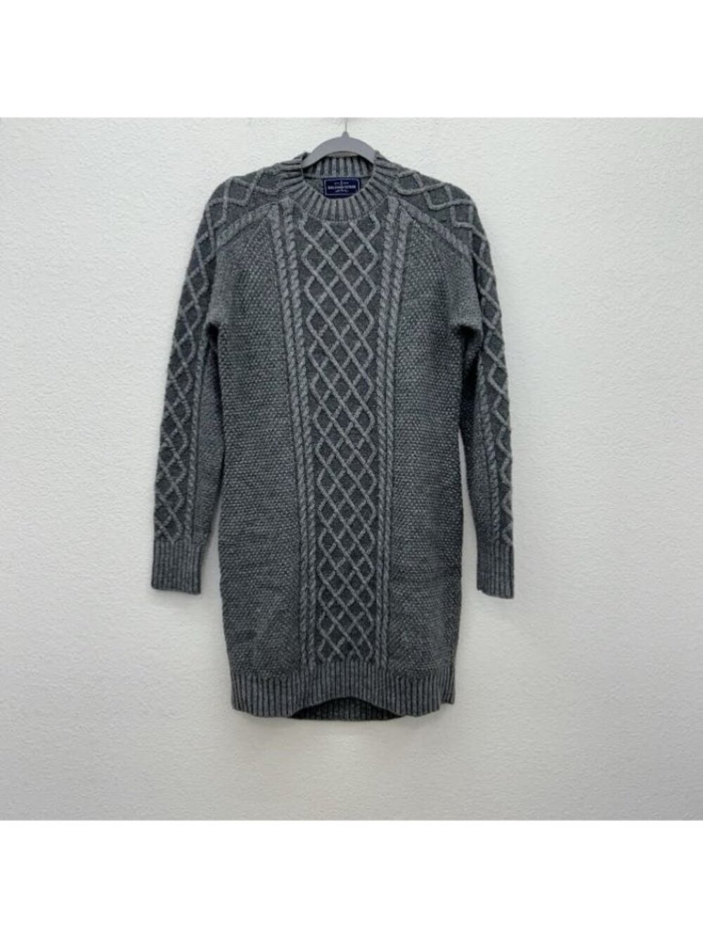 Kiel James Patrick Cable Knit Long Sleeve Sweater Dress Wool Blend Womens Medium